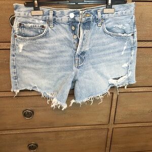 Agolde Blue Jean Shorts Distressed Casual